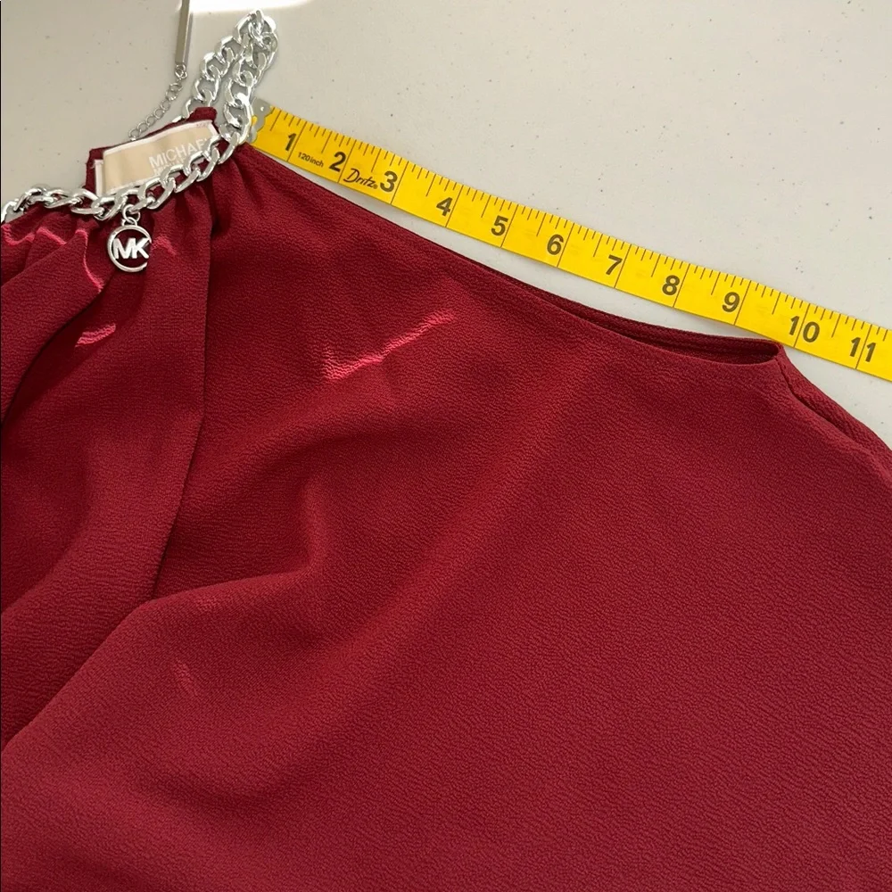 MICHAEL Michael Kors Burgundy Cold-Shoulder Halter Blouse - Picture 12 of 14
